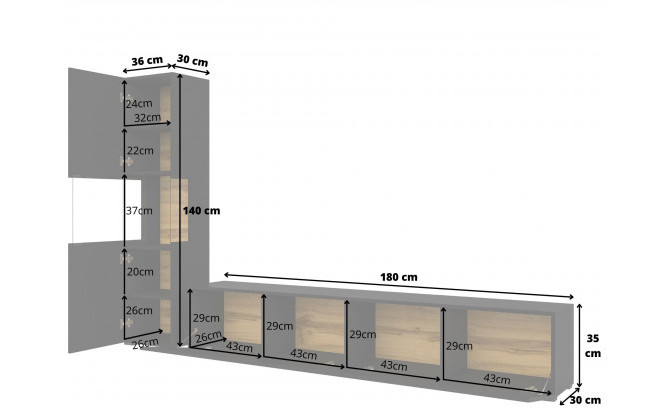 Секция AVA 24WNLM09 Czarny/Dąb Wotan